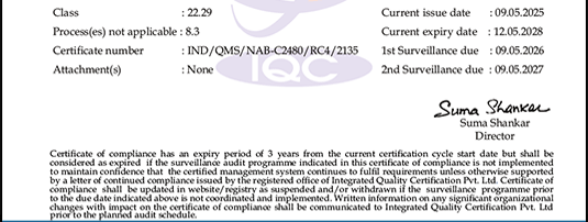 ISO9000 Certificate